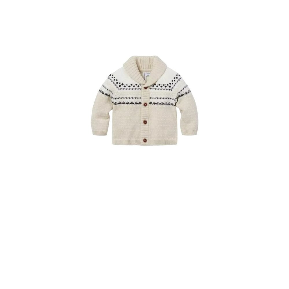 Janie & Jack Baby Cardigan Shawl Sweater 12-18 Mo Beige Nordic Cotton Blend - Picture 10 of 10